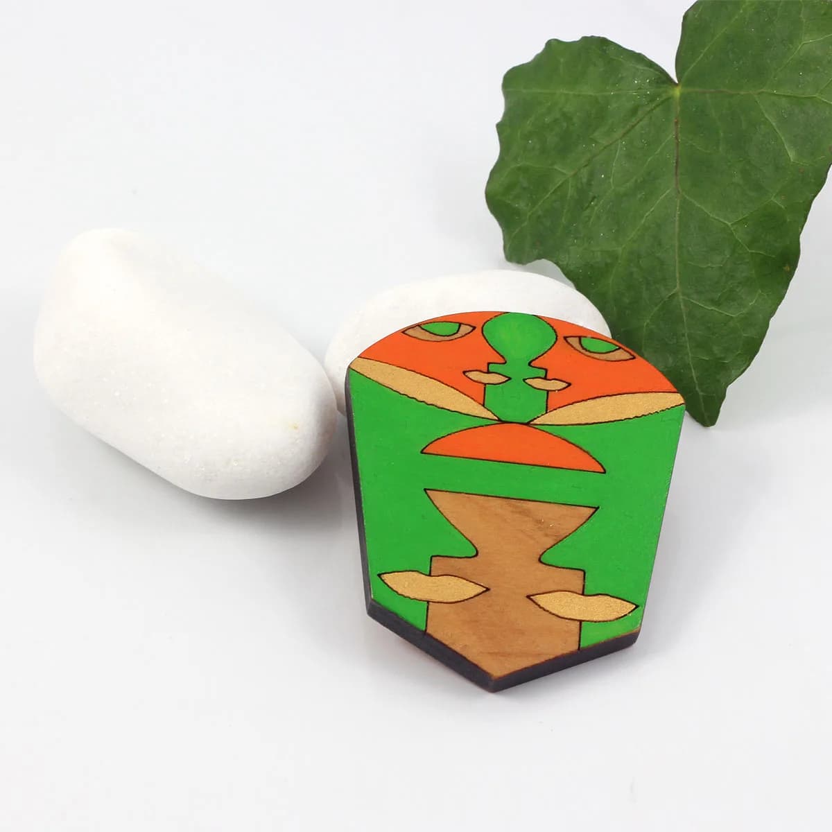 Brooch Orange Faces